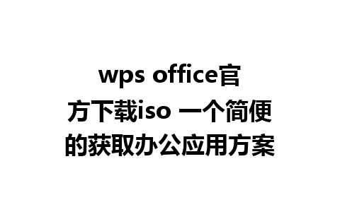 wps office官方下载iso 一个简便的获取办公应用方案