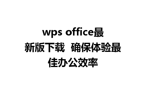 wps office最新版下载  确保体验最佳办公效率