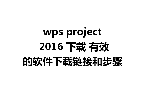 wps project 2016 下载 有效的软件下载链接和步骤