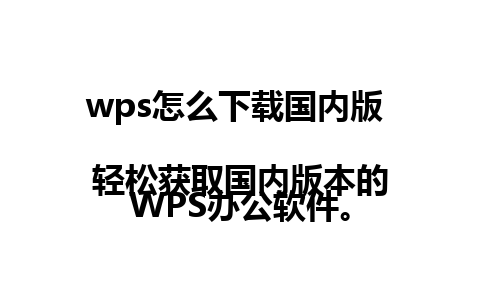 wps怎么下载国内版  
轻松获取国内版本的WPS办公软件。