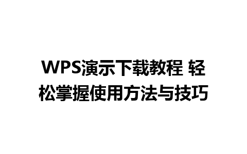 WPS演示下载教程 轻松掌握使用方法与技巧