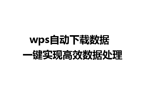 wps自动下载数据  一键实现高效数据处理