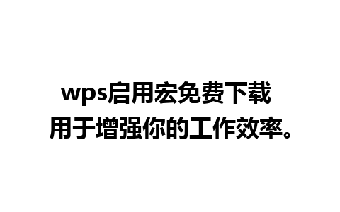 wps启用宏免费下载 用于增强你的工作效率。