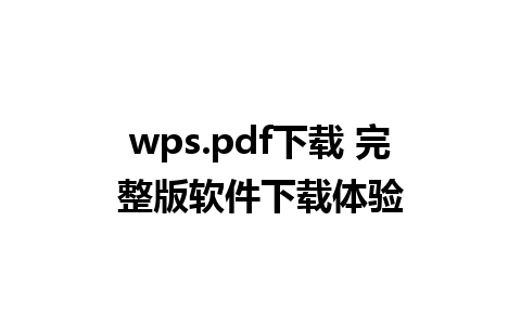 wps.pdf下载 完整版软件下载体验