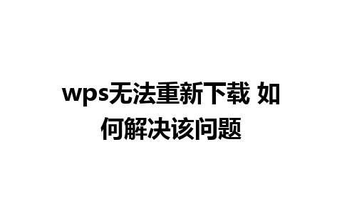 wps无法重新下载 如何解决该问题