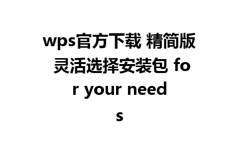 wps官方下载 精简版 灵活选择安装包 for your needs