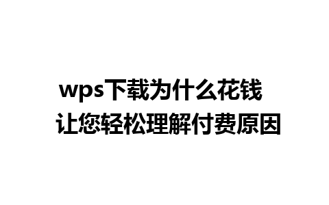 wps下载为什么花钱  让您轻松理解付费原因