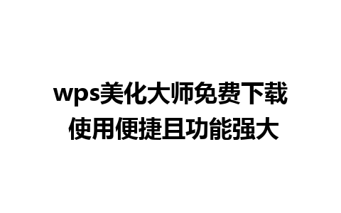 wps美化大师免费下载 使用便捷且功能强大