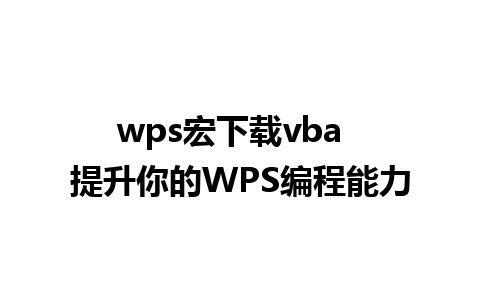 wps宏下载vba  提升你的WPS编程能力