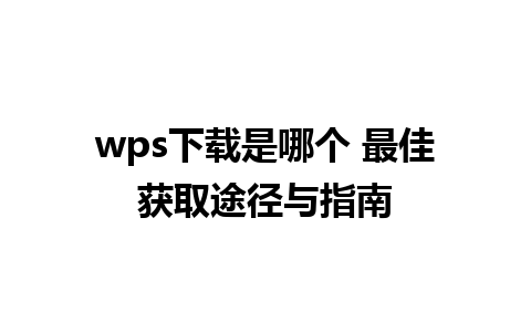 wps下载是哪个 最佳获取途径与指南