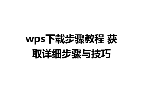 wps下载步骤教程 获取详细步骤与技巧