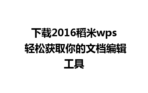 下载2016稻米wps 轻松获取你的文档编辑工具