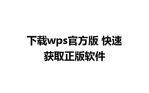 下载wps官方版 快速获取正版软件