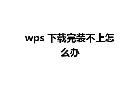 wps 下载完装不上怎么办