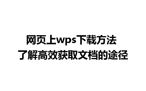 网页上wps下载方法 了解高效获取文档的途径