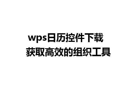 wps日历控件下载  获取高效的组织工具