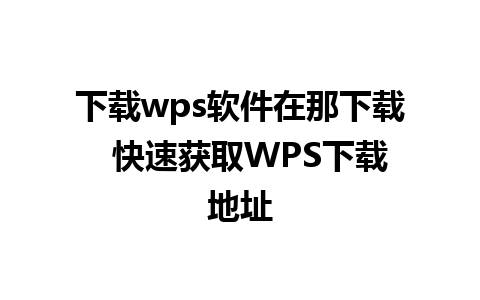 下载wps软件在那下载  快速获取WPS下载地址