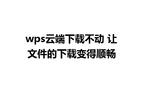 wps云端下载不动 让文件的下载变得顺畅