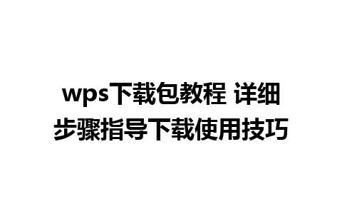 wps下载包教程 详细步骤指导下载使用技巧