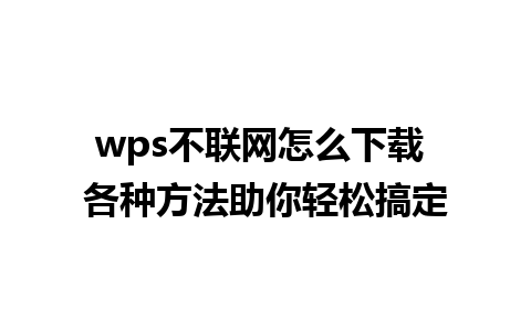 wps不联网怎么下载 各种方法助你轻松搞定