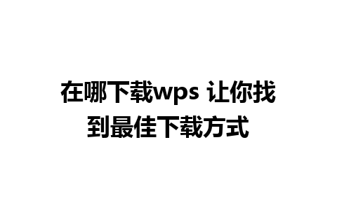 在哪下载wps 让你找到最佳下载方式