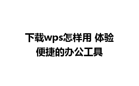 下载wps怎样用 体验便捷的办公工具