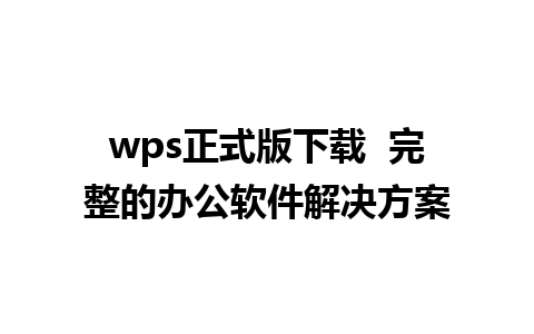 wps正式版下载  完整的办公软件解决方案