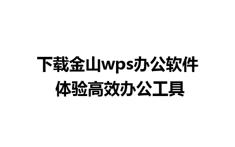 下载金山wps办公软件 体验高效办公工具