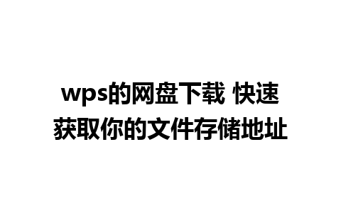 wps的网盘下载 快速获取你的文件存储地址