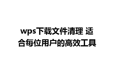 wps下载文件清理 适合每位用户的高效工具