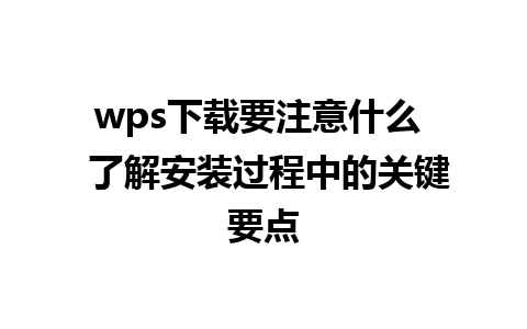 wps下载要注意什么  了解安装过程中的关键要点