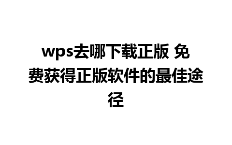 wps去哪下载正版 免费获得正版软件的最佳途径