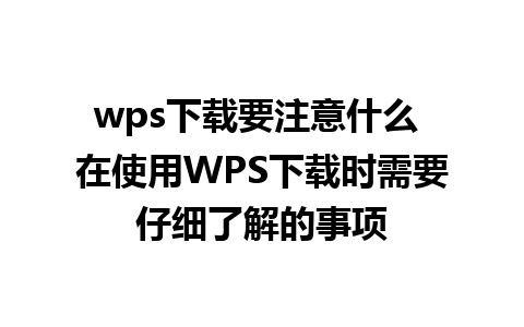 wps下载要注意什么 在使用WPS下载时需要仔细了解的事项