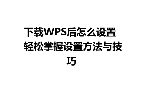 下载WPS后怎么设置  轻松掌握设置方法与技巧