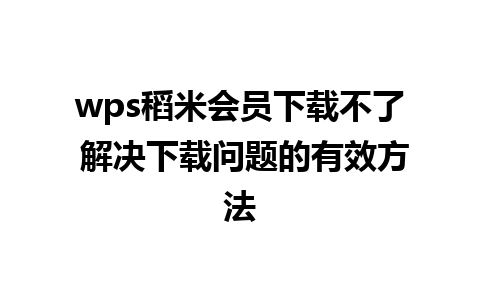 wps稻米会员下载不了 解决下载问题的有效方法 