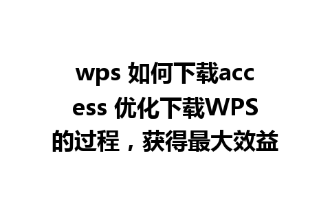 wps 如何下载access 优化下载WPS的过程，获得最大效益