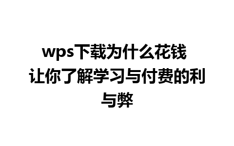 wps下载为什么花钱 让你了解学习与付费的利与弊