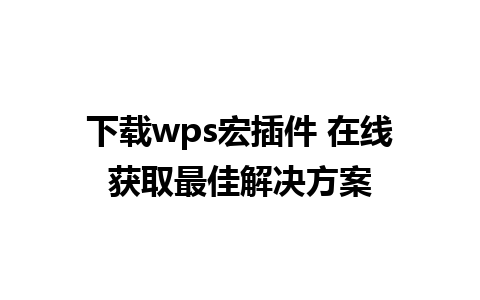 下载wps宏插件 在线获取最佳解决方案