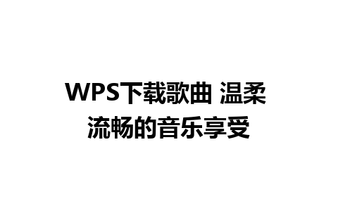 WPS下载歌曲 温柔 流畅的音乐享受