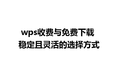 wps收费与免费下载 稳定且灵活的选择方式