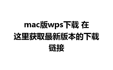 mac版wps下载 在这里获取最新版本的下载链接