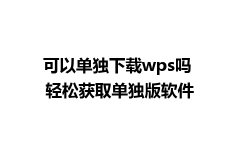 可以单独下载wps吗 轻松获取单独版软件