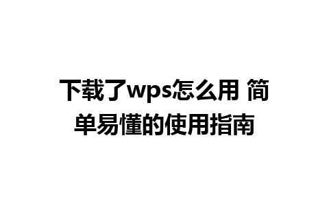 下载了wps怎么用 简单易懂的使用指南