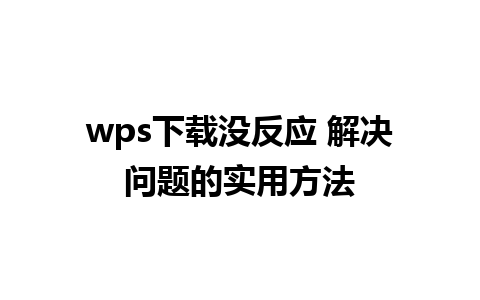 wps下载没反应 解决问题的实用方法