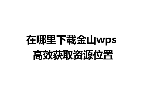 在哪里下载金山wps 高效获取资源位置