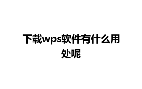 下载wps软件有什么用处呢