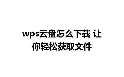 wps云盘怎么下载 让你轻松获取文件