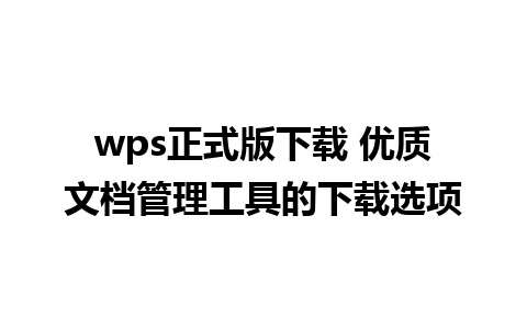 wps正式版下载 优质文档管理工具的下载选项