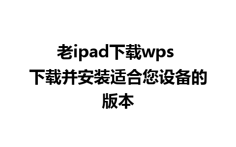 老ipad下载wps 下载并安装适合您设备的版本