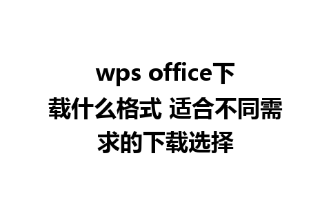 wps office下载什么格式 适合不同需求的下载选择